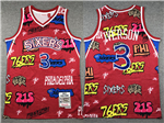 Philadelphia 76ers #3 Allen Iverson Red Graffiti Hardwood Classics Jersey