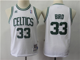 Boston Celtics #33 Larry Bird Youth White Hardwood Classics Jersey