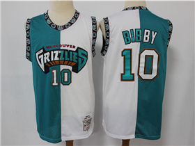 Vancouver Grizzlies #10 Mike Bibby Teal White Split Hardwood Classics Jersey