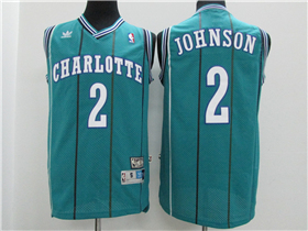 Charlotte Hornets #2 Larry Johnson Teal Hardwood Classics Jersey