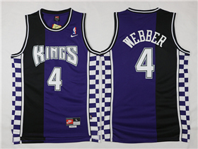 Sacramento Kings #4 Chris Webber Throwback Black/Purple Jersey