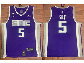 Sacramento Kings #5 De'Aaron Fox Purple Swingman Jersey 