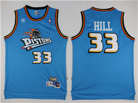 Detroit Pistons #33 Grant Hill Light Blue Hardwood Classics Jersey