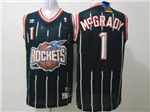 Houston Rockets #1 Tracy McGrady Navy Pinstripe Hardwood Classics Jersey