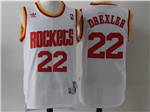 Houston Rockets #22 Clyde Drexler Throwback White Jersey