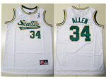 Seattle SuperSonics #34 Ray Allen Throwback White Jersey