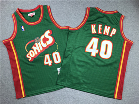 Seattle SuperSonics #40 Shawn Kemp Youth 1995-96 Green Hardwood Classics Jersey