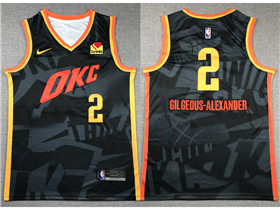 Oklahoma City Thunder #2 Shai Gilgeous-Alexander 2022-23 Black City Edition Swingman Jersey