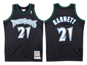 Minnesota Timberwolves #21 Kevin Garnett 1997-98 Black Hardwood Classics Jersey