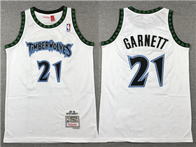 Minnesota Timberwolves #21 Kevin Garnett 1997-98 White Hardwood Classics Jersey