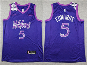 Minnesota Timberwolves #5 Anthony Edwards Pureple City Edition Swingman Jersey