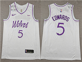 Minnesota Timberwolves #5 Anthony Edwards White Earned Edition Swingman Jersey