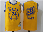 Golden State Warriors #24 Rick Barry Gold The City Hardwood Classics Jersey
