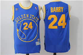 Golden State Warriors #24 Rick Barry Blue Hardwood Classics Jersey