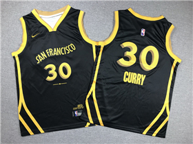 Golden State Warriors #30 Stephen Curry Youth 2023-24 Black City Edition Swingman Jersey