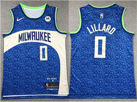 Milwaukee Bucks #0 Damian Lillard 2023-24 Blue City Edition Swingman Jersey