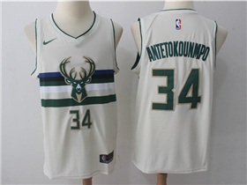 Milwaukee Bucks #34 Giannis Antetokounmpo Cream City Edition Swingman Jersey