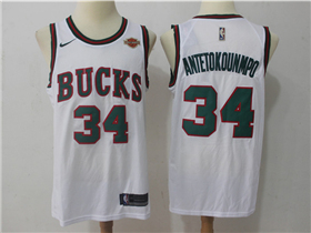 Milwaukee Bucks #34 Giannis Antetokounmpo White Throwback Jersey