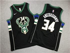 Milwaukee Bucks #34 Giannis Antetokounmpo Youth Black Swingman Jersey