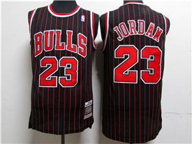 Chicago Bulls #23 Michael Jordan Black Pinstripe Hardwood Classics Jersey