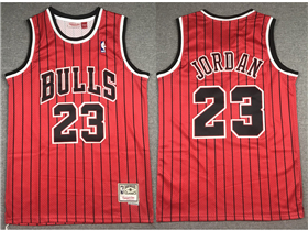 Chicago Bulls #23 Michael Jordan Red Pinstripe Hardwood Classics Jersey