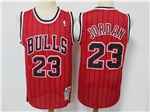 Chicago Bulls #23 Michael Jordan Red Pinstripe Hardwood Classics Jersey