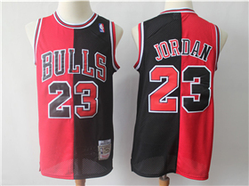 Chicago Bulls #23 Michael Jordan 1996-97 Red Black Split Hardwood Classics Jersey