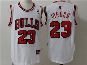 Chicago Bulls #23 Michael Jordan Throwback White Jersey
