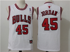 Chicago Bulls #45 Michael Jordan Throwback White Jersey