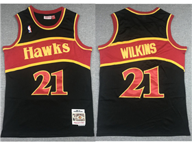 Atlanta Hawks #21 Dominique Wilkins 1986-87 Black Hardwood Classics Jersey