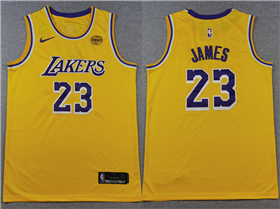 Los Angeles Lakers #23 Lebron James Gold Swingman Jersey