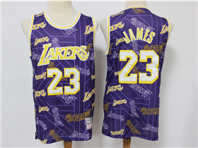 Los Angeles Lakers #23 Lebron James Purple Tear Up Pack Hardwood Classics Jersey