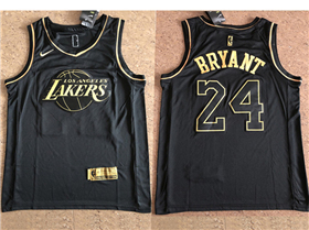 Los Angeles Lakers #24 Kobe Bryant Golden Edition Black Jersey
