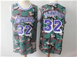 Los Angeles Lakers #32 Magic Johnson 1991-92 Camo Hardwood Classics Jersey