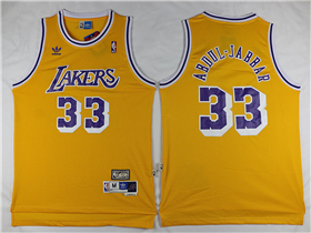 Los Angeles Lakers #33 Kareem Abdul-Jabbar Gold Hardwood Classics Jersey