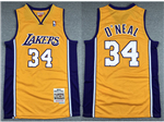 Los Angeles Lakers #34 Shaquille O'Neal 1999-00 Gold Hardwood Classics Jersey