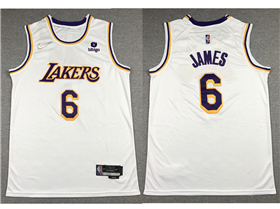 Los Angeles Lakers #6 Lebron James White Swingman Jersey