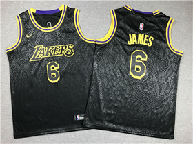Los Angeles Lakers #6 Lebron James Youth Black City Edition Swingman Jersey
