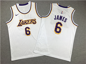 Los Angeles Lakers #6 Lebron James Youth White Swingman Jersey