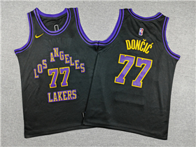 Los Angeles Lakers #77 Luka Dončić Youth 2023-24 Black City Edition Swingman Jersey