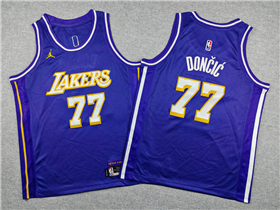 Los Angeles Lakers #77 Luka Dončić Youth 2025-26 Purple Statement Swingman Jersey