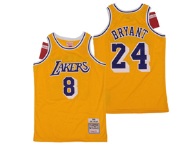 Los Angeles Lakers #8/24 Kobe Bryant Gold Hardwood Classics Jersey
