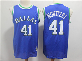 Dallas Mavericks #41 Dirk Nowitzki 1998-99 Blue Hardwood Classics Jersey