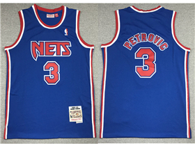 New Jersey Nets #3 Dražen Petrović 1992-93 Blue Hardwood Classics Jersey