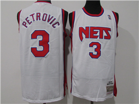 New Jersey Nets #3 Dražen Petrović 1992-93 White Hardwood Classics Jersey