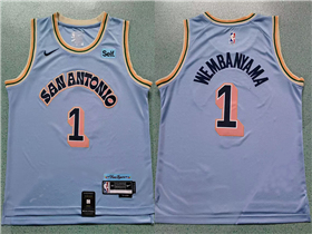 San Antonio Spurs #1 Victor Wembanyama 2024-25 Light Blue City Edition Swingman Jersey