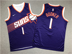 Phoenix Suns #1 Devin Booker Youth 2023-24 New Purple Swingman Jersey