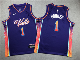 Phoenix Suns #1 Devin Booker Youth 2023-24 Purple City Edition Swingman Jersey