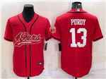 San Francisco 49ers #13 Brock Purdy Red Baseball Cool Base Jersey