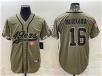 San Francisco 49ers #16 Joe Montana Olive Salute To Service Baseball Jersey